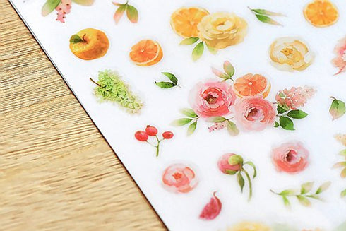 MU Lifestyle Print-On Stickers Rub-On Stickers Transfer Stickers Translucent Stickers 172 | Heart Bloom Orange Flowers Peach Flowers Bouquet