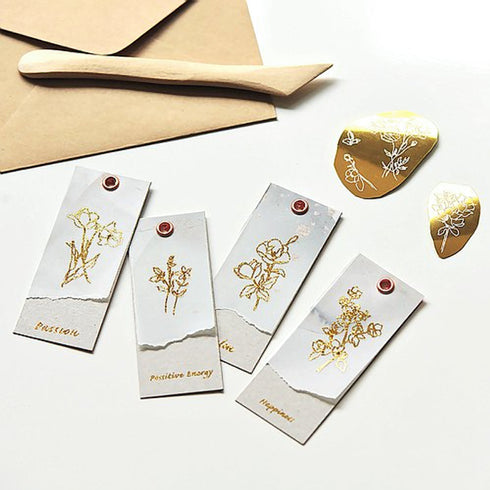 MU Lifestyle Print-On Stickers Rub-On Stickers Transfer Stickers GOLD FOIL Stickers 01 | Cheerful Gold Foil Flowers