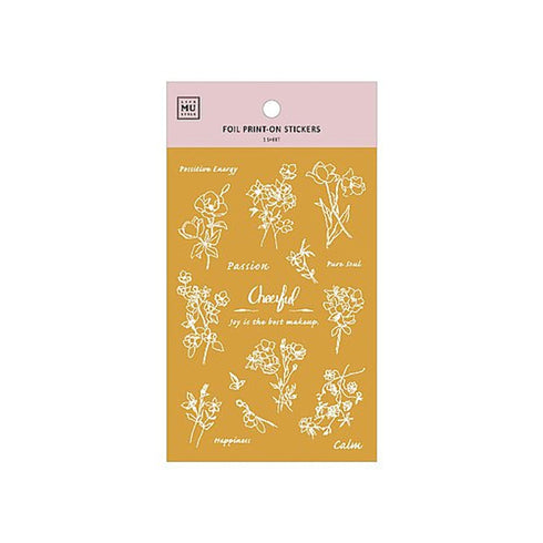 MU Lifestyle Print-On Stickers Rub-On Stickers Transfer Stickers GOLD FOIL Stickers 01 | Cheerful Gold Foil Flowers