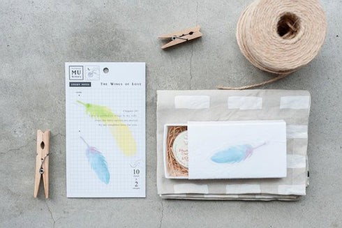 MU Lifestyle Transparent Print-On Sticky Note Rub-On Sticky Note Transfer Sticky Note 019 | Bright Feathers Watercolor Spot Watercolor Swash