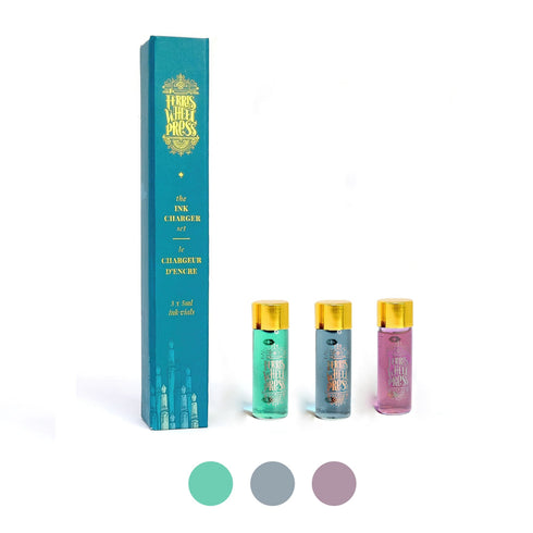 Ferris Wheel Press The MORNINGSIDE Collection 3 Pack Charger Samples Fountain Pen Ink Dip Pen Ink Bottle Ink | Three 5ml Bottles MMB