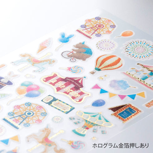 Midori Sticker Marché AMUSEMENT Park Carousel Circus Ferris Wheel Popcorn Elephant Washi Tape Stickers | 2454