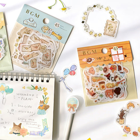 BGM Premium Die-Cut Flake Sunny Café Coffee Tea Pastry Coffee Bar Gold Foil Stickers | DG011