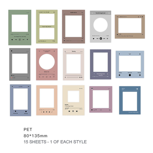 TRANSPARENT PET Picture FRAME Stickers Music Theme Stickers Border Stickers Photo Frame Stickers Photography Frame Stickers