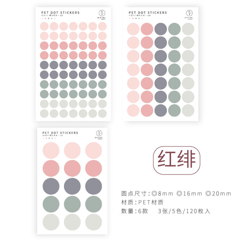 TRANSPARENT PET Pastel Dot Stickers Circle Stickers | Retro Blush