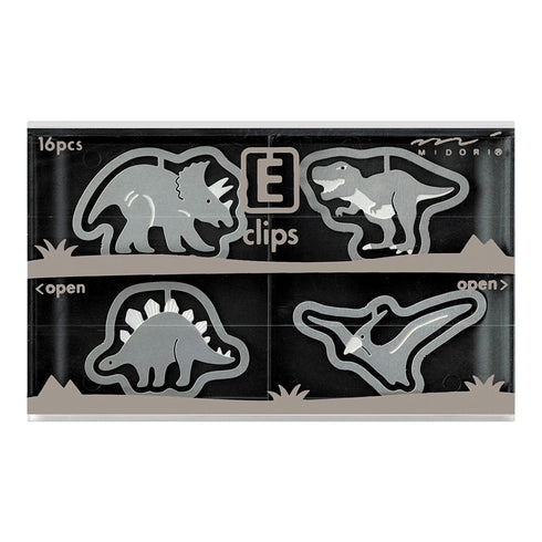 MIDORI E-Clip Etching Clip DINOSAURS T-Rex Pterodactyl Paper Clips