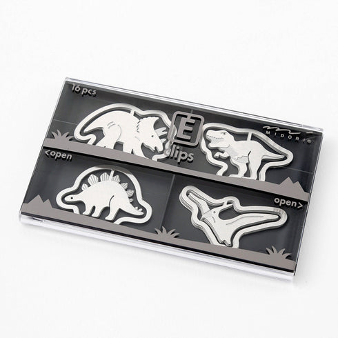MIDORI E-Clip Etching Clip DINOSAURS T-Rex Pterodactyl Paper Clips