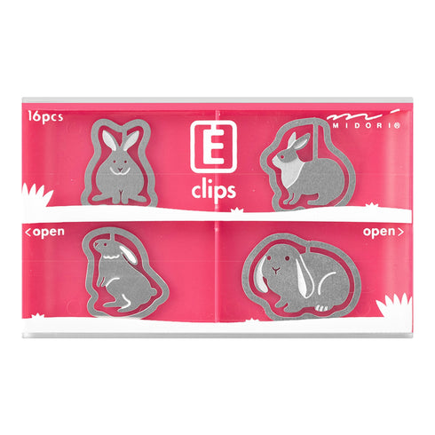 MIDORI E-Clip Etching Clip RABBIT Bunny Bunnies Paper Clips