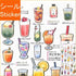Kamio Japan Stickers JUICE Bubble Tea Smoothie Lemonade Mocha Coffee Drink GOLD FOIL Stickers Watercolor Stickers | 729223