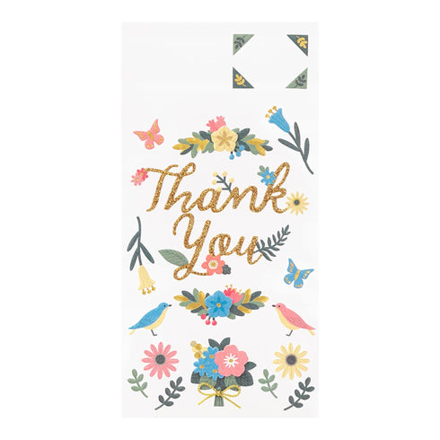 Midori Seal Paper Craft Museum Collection 3D THANK YOU Sticker Floral Sticker Flower Stickers Scrapbook Stickers Gold Foil | 2515