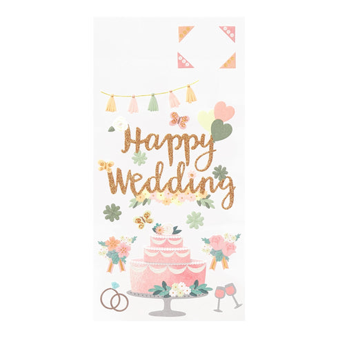 Midori Seal Paper Craft Museum Collection 3D HAPPY WEDDING Sticker Wedding Cake Stickers Floral Stickers Scrapbook Stickers Gold Foil | 2513