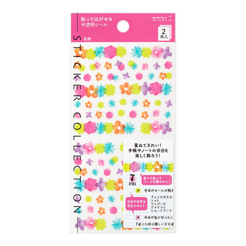 Midori Seal Collection TRANSLUCENT FLORAL Planner Stickers Date Stickers Date Frame Date Highlighter | 2533
