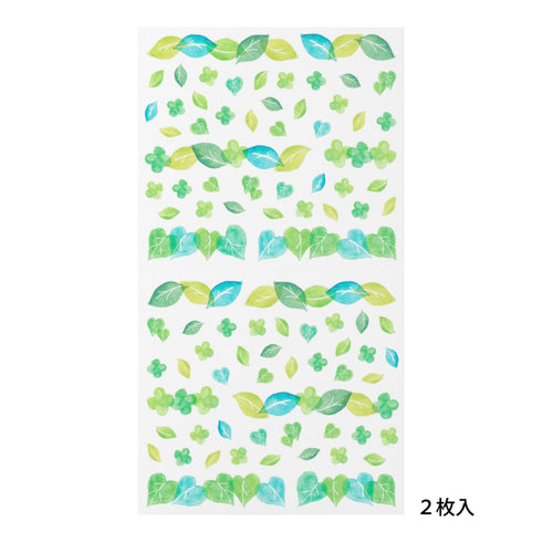 Midori Seal Collection TRANSLUCENT LEAVES Planner Stickers Leaf Stickers Green Stickers Date Stickers Date Frame Date Highlighter | 2535