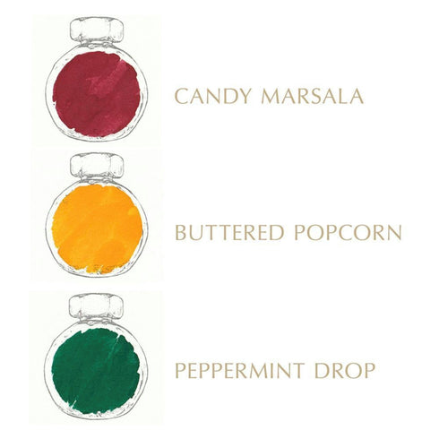 Ferris Wheel Press The CANDY COLLECTON 3 Pack Charger Samples Ink Set Fountain Pen Ink Dip Pen Ink | Three 5ml Bottles PDB