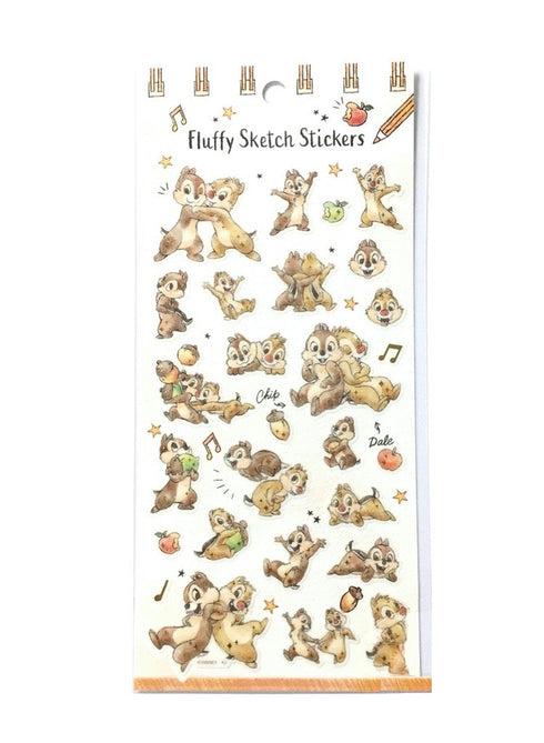 Kamio CHIP & DALE Disney Stickers Chip and Dale Stickers Pooh Fluffy Sketch Stickers | 28937