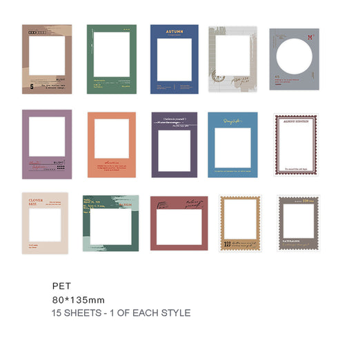 TRANSPARENT PET Picture FRAME Stickers Phrase Theme Stickers Border Stickers Photo Frame Stickers Photography Frame Stickers