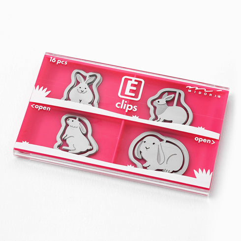 MIDORI E-Clip Etching Clip RABBIT Bunny Bunnies Paper Clips