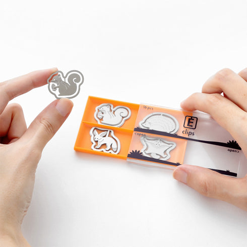 MIDORI E-Clip Etching Clip WILDLIFE Chipmunk Hedgehog Fennec Fox Flying Squirrel Small Animal Paper Clips