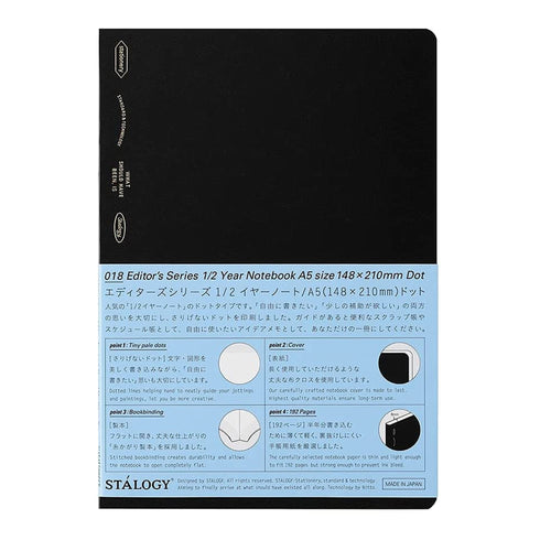 Stalogy A5 RED Editor's Series 365Days DOT GRID Notebook Bullet Journal Bujo | S4148 184 Sheets 368 Pages