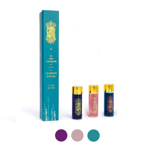 Ferris Wheel Press The LADY ROSE Trio Collection 3 Pack Charger Samples Fountain Pen Ink Dip Pen Ink Bottle Ink | Three 5ml Bottles GIP