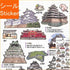 Kamio Japan Stickers Japan CASTLE Japan Temple Japan Architecture GOLD FOIL Stickers Watercolor Stickers | 729228