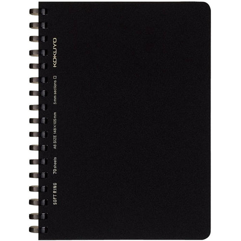 Kokuyo A6 Soft Ring BLACK Notebook 5mm GRID 70 Pages | SV457S5