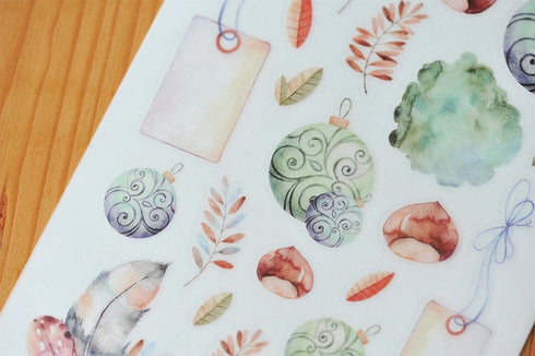 MU Lifestyle Print-On Stickers Rub-On Stickers Transfer Stickers Translucent Stickers 043 | Jewel Tones Glass Balls Cotton Gift Tags