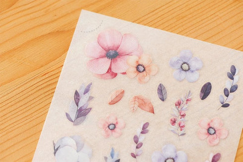 MU Lifestyle Print-On Stickers Rub-On Stickers Transfer Stickers Translucent Stickers 040 | Be Always Birds Roses Purple Pink Yellow
