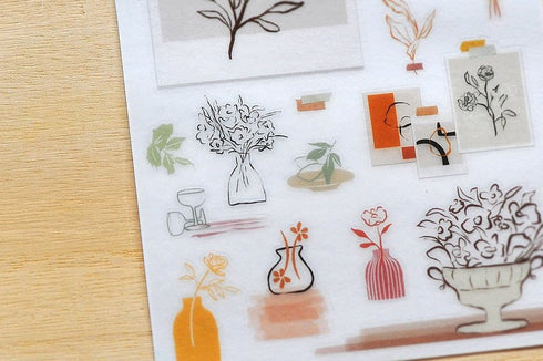 MU Lifestyle Print-On Stickers Rub-On Stickers Transfer Stickers Translucent Stickers 178 | Yet She Bloomed Modern Art Black & White