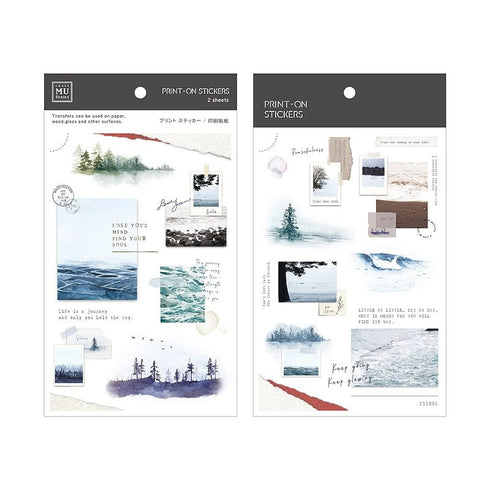 MU Lifestyle Print-On Stickers Rub-On Stickers Transfer Stickers Translucent Stickers 177 | Find Your Soul Sea Waves Ocean Forest Trees