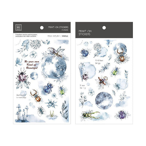 MU Lifestyle Print-On Stickers Rub-On Stickers Transfer Stickers Translucent Stickers 125 | Insects Globe Flowers