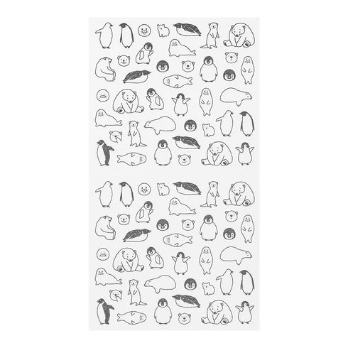Midori Seal Collection Chat SEA CREATURES Stickers Planner Stickers Black & White Stickers Penguin Seal Polar Bear Stickers | 2555
