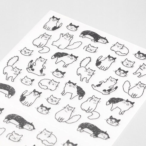 Midori Seal Collection Chat CAT KITTEN Stickers Transparent Stickers Planner Stickers Black & White Stickers | 2554