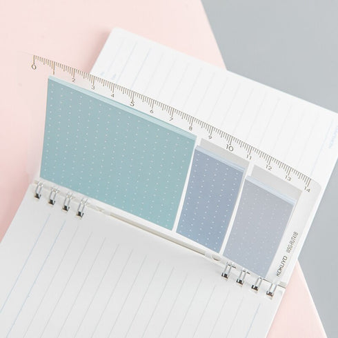 Kokuyo 2Way BLUE Sticky Pads Loose Leaf Smart Ring Binder Spiral Notebook with Ruler Index Sticky Notes Planner Sticky | 20 Sheets WSG-RUT41