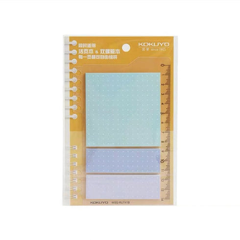 Kokuyo 2Way BLUE Sticky Pads Loose Leaf Smart Ring Binder Spiral Notebook with Ruler Index Sticky Notes Planner Sticky | 20 Sheets WSG-RUT41
