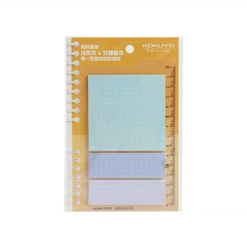 Kokuyo 2Way KRAFT & BLUE Sticky Pads Loose Leaf Smart Ring Binder Spiral Notebook Ruler Index Sticky Notes | 60 Sheets WSG-RUS43