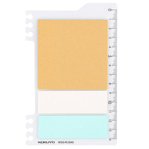 Kokuyo 2Way KRAFT & BLUE Sticky Pads Loose Leaf Smart Ring Binder Spiral Notebook Ruler Index Sticky Notes | 60 Sheets WSG-RUS43