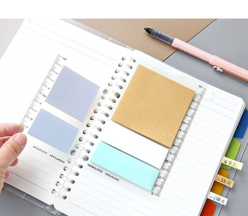 Kokuyo 2Way KRAFT & BLUE Sticky Pads Loose Leaf Smart Ring Binder Spiral Notebook Ruler Index Sticky Notes | 60 Sheets WSG-RUS43