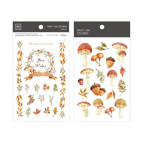 MU Lifestyle Print-On Stickers Rub-On Stickers Transfer Stickers Translucent Stickers 031 | Best Wishes Mushroom Fall Autumn Mabon