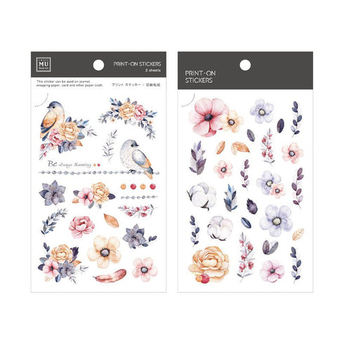 MU Lifestyle Print-On Stickers Rub-On Stickers Transfer Stickers Translucent Stickers 040 | Be Always Birds Roses Purple Pink Yellow