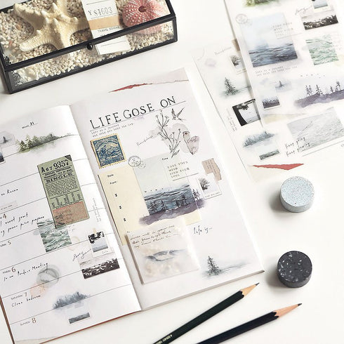 MU Lifestyle Print-On Stickers Rub-On Stickers Transfer Stickers Translucent Stickers 177 | Find Your Soul Sea Waves Ocean Forest Trees