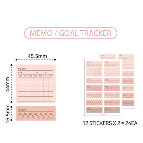 PAPERIAN DAILY Memo BLUE Color Palette Stickers Square Stickers Rectangle Stickers Title Stickers Color Coordinated Sticker | M7