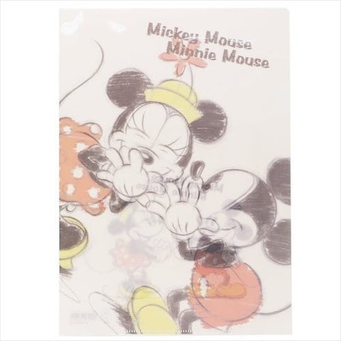 Sunstar A4 MICKEY & MINNIE Mouse Single Pocket Index Clear Folder Pocket Folder Paper Organization