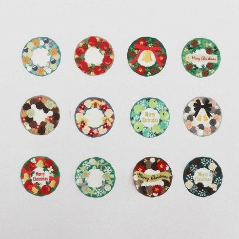 HOLIDAY WREATH Christmas Wreath | Bande Washi Tape Masking Tape Sticker Roll BDA579 200 Stickers