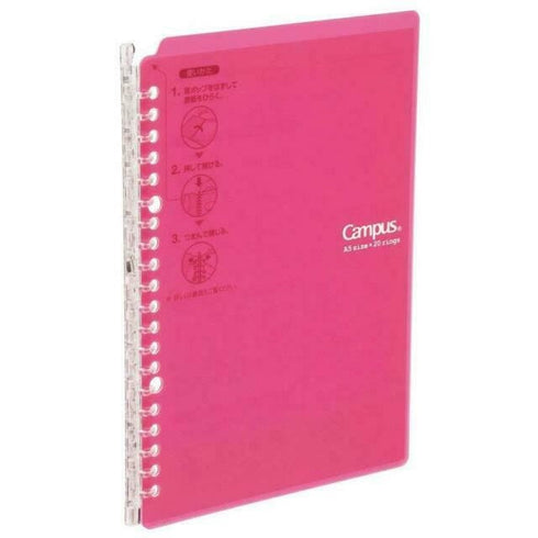 Kokuyo B5 Campus DARK PINK B5 Smart Ring Binder 26 Rings "Lay Flat" Notebook SP700P | 25 Sheets Capacity