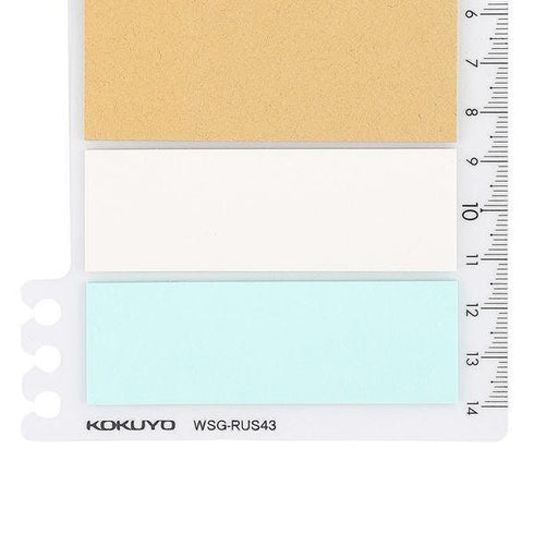 Kokuyo 2Way KRAFT & BLUE Sticky Pads Loose Leaf Smart Ring Binder Spiral Notebook Ruler Index Sticky Notes | 60 Sheets WSG-RUS43