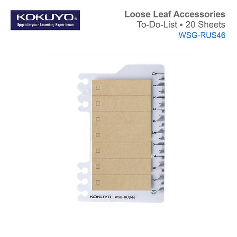 Kokuyo 2Way KRAFT CHECKLIST Sticky Pads Loose Leaf Smart Ring Binder Spiral Notebook Ruler Index Sticky Notes | 40 Sheets WSG-RUS44