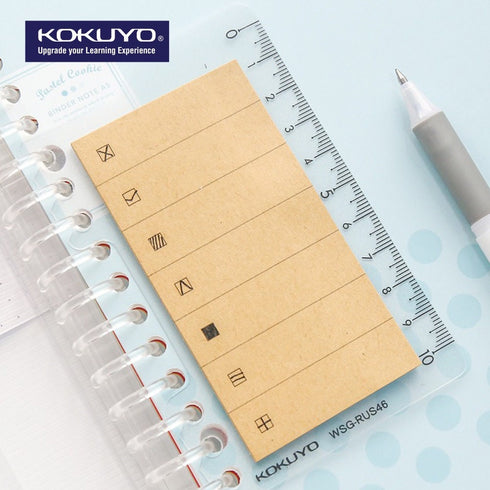 Kokuyo 2Way KRAFT CHECKLIST Sticky Pads Loose Leaf Smart Ring Binder Spiral Notebook Ruler Index Sticky Notes | 40 Sheets WSG-RUS44