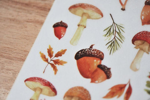 MU Lifestyle Print-On Stickers Rub-On Stickers Transfer Stickers Translucent Stickers 031 | Best Wishes Mushroom Fall Autumn Mabon