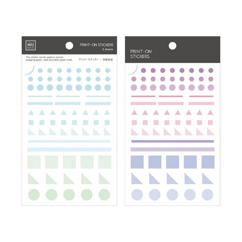 MU Lifestyle Print-On Stickers Rub-On Stickers Transfer Stickers Translucent Stickers 025 | Pastel Triangles Paster CIrcles Pastel Blocks